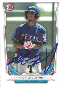 Nick Williams Autographed Texas Rangers 2014 Bowman Card