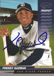 Freddy Guzman Autographed San Diego Padres 2005 Leaf Card