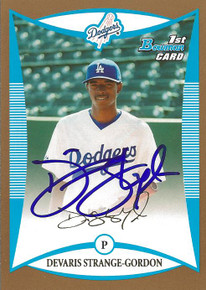 Dee Gordon Autographed Los Angeles Dodgers 2008 Bowman Gold Rookie Card