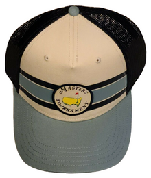 2022 Masters Tournament Patch Blue Stripe Trucker Style Mesh Snapback Golf Hat