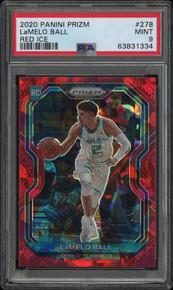 LaMelo Ball Charlotte Hornets 2020 Panini Prizm Red Ice Rookie Card PSA 9 Mint