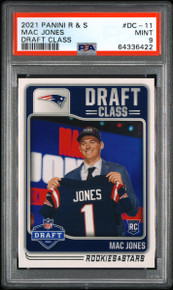 Mac Jones Patriots 2021 Rookies & Stars Draft Class Rookie Card #DC-11 PSA 9
