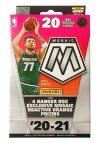 2020-21 Panini Mosaic NBA Basketball Trading Cards Hanger Box - 20 Cards Per Box