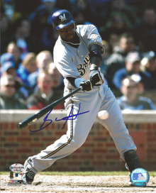 Bill Hall Autographed Milwaukee Brewers Road 8x10 Photo