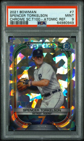 Spencer Torkelson Tigers 2021 Bowman Chrome Top 100 Atomic Ref Card #7/150 PSA 9
