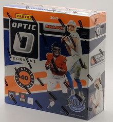2021 Donruss Optic NFL Football Trading Cards Mega Box - 40 Cards - Blue Hyper