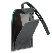 Masters Embossed Logo Black Italian Leather Luggage Tag - Made in Italy - AGNC