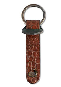 Official Masters Augusta Golf Club Brown Embossed Alligator Leather Key Ring Fob