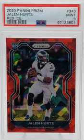 Jalen Hurts Eagles 2020 Panini Prizm Red Ice Rookie Card #343 PSA 9 Mint