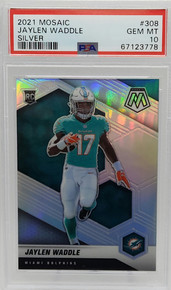 Jaylen Waddle Dolphins 2021 Panini Mosaic Silver Prizm Rookie Card #308 PSA 10