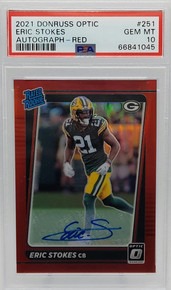 Eric Stokes Packers 2021 Donruss Optic Autograph Red Rookie Card /35 PSA 10