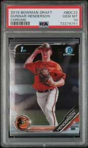 Gunnar Henderson Orioles 2019 Bowman Draft Chrome Rookie Card PSA 10 Gem Mint