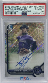 Warming Bernabel 2022 Bowman Chrome Mojo Autograph Card #BMA-WB PSA 10 Gem Mint