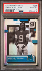 Jameson Williams Lions 2022 Donruss Optic Rookie Holo Variation Card #208 PSA 10