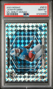 Jahmyr Gibbs 2023 Panini Mosaic Silver Mosaic Debut Rookie Card PSA 10 Gem Mint