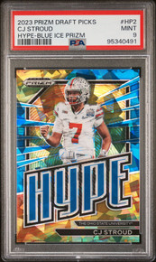 CJ Stroud Ohio State 2023 Prizm Draft Picks Hype Blue Prizm Card /99 PSA 9 Mint