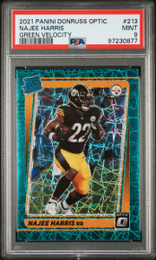 Najee Harris Steelers 2021 Donruss Optic Green Velocity Rookie Card #213 PSA 9