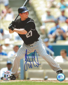 Garrett Atkins Autographed Colorado Rockies Road 8x10 Photo