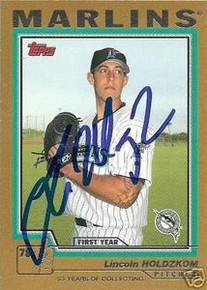 Boston Red Sox Lincoln Holdzkom Signed 2004 Topps Card