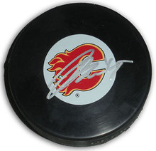 Jay Bouwmeester Autographed Calgary Flames Hockey Puck