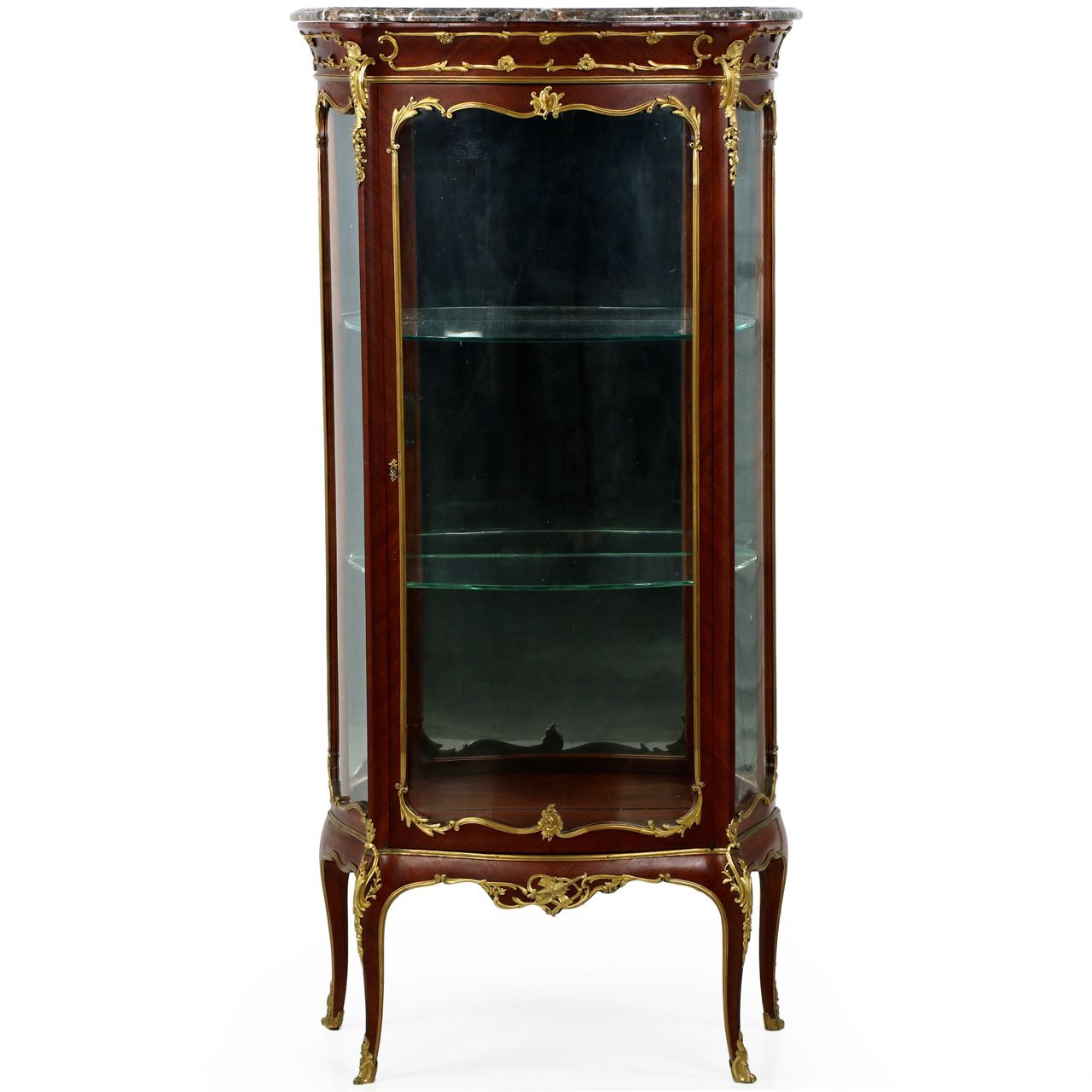 Exquisite French Louis XV Style Vitrine Display Cabinet C. 1880 Exquisite French Louis XV Ormolu Mounted Kingwood Vitrine Cabinet - Exquisite French Louis XV Style Vitrine Display Cabinet C. 1880