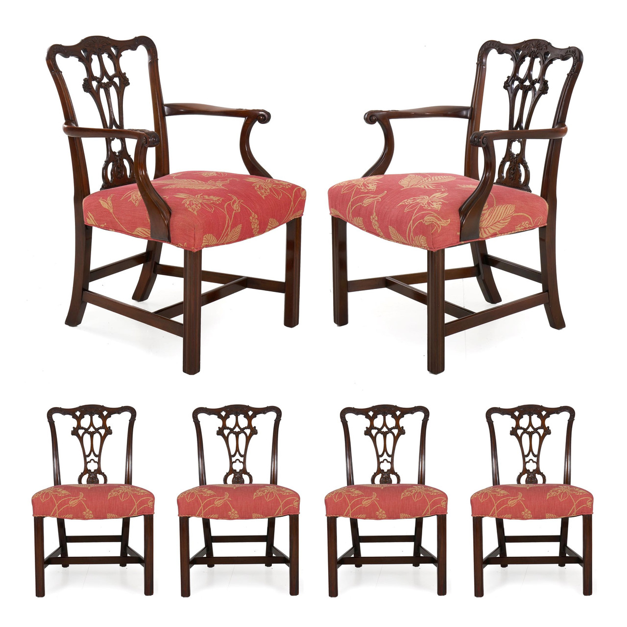 Quality Set Of 6 George III Mahogany Dining Chairs