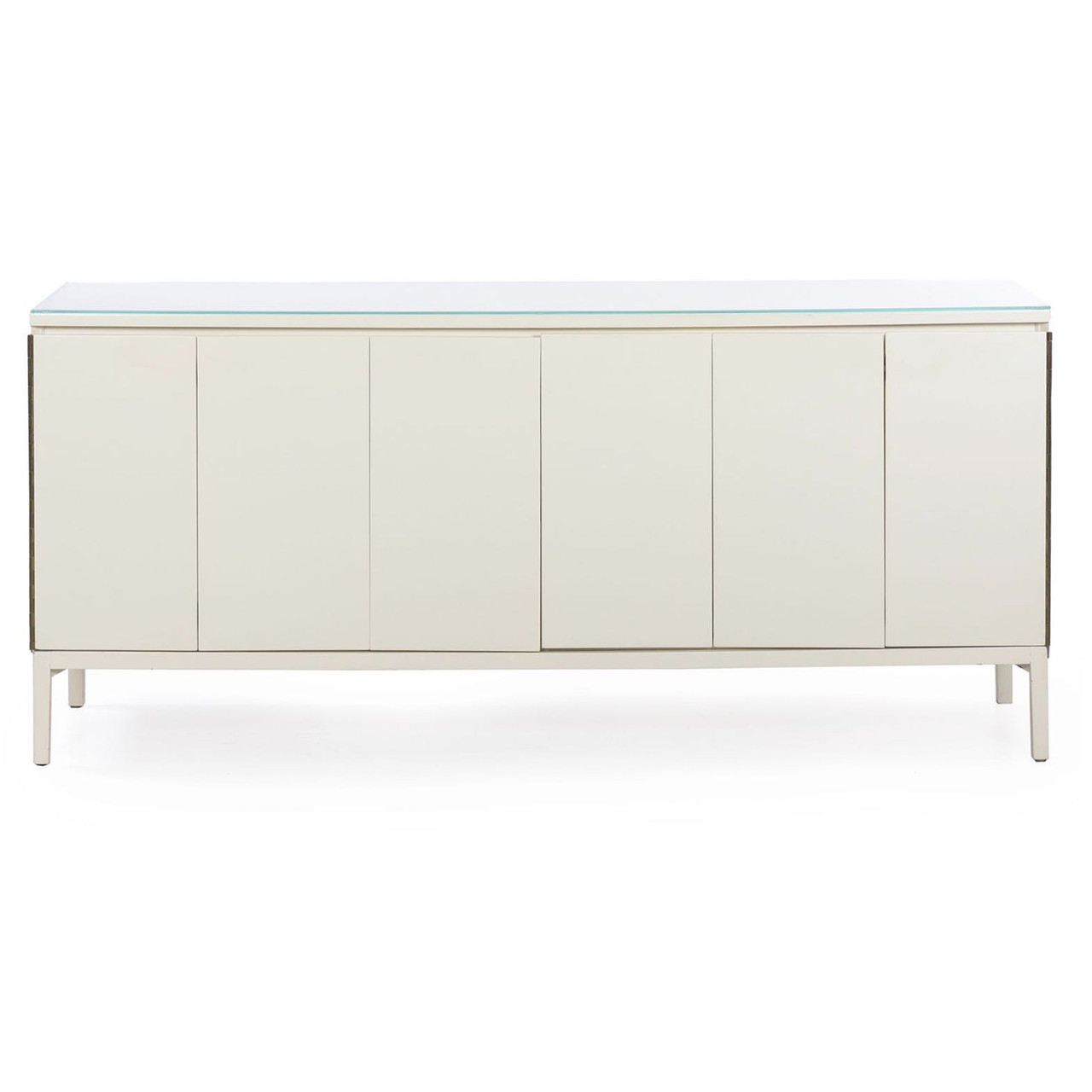 Contemporary Modern White Lacquer Credenza Circa 1980s