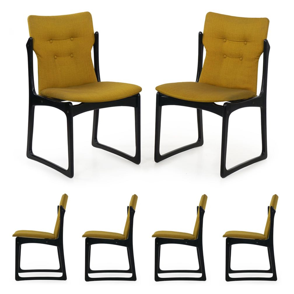 set of six mid century modern dining chairs  stolefabrik ca 1960