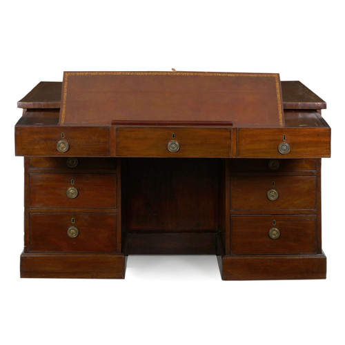 A Rare George Iii Antique Pedestal Writing Desk England Circa 1800