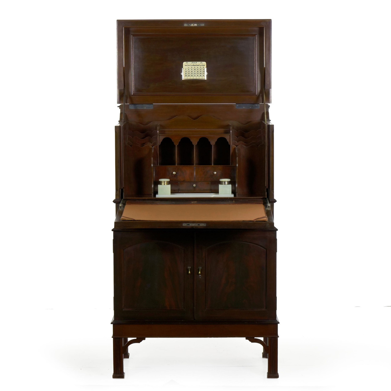 Edwardian Mahogany Secretary Desk W Built In Safe