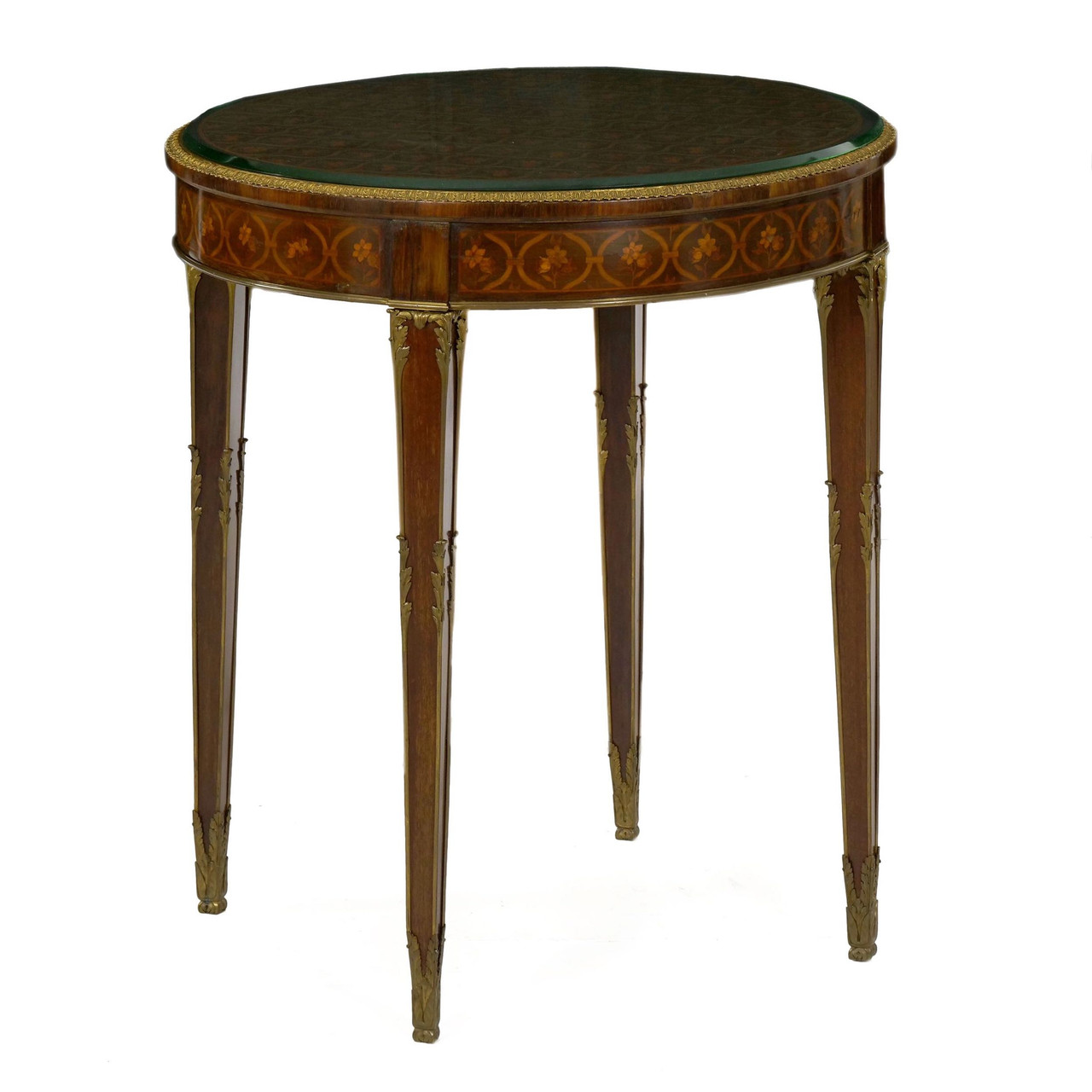 French Louis XVI Style Gilt Bronze Round Circular Accent Table - French Louis XVI Style Gilt Bronze Round Circular Accent Table
