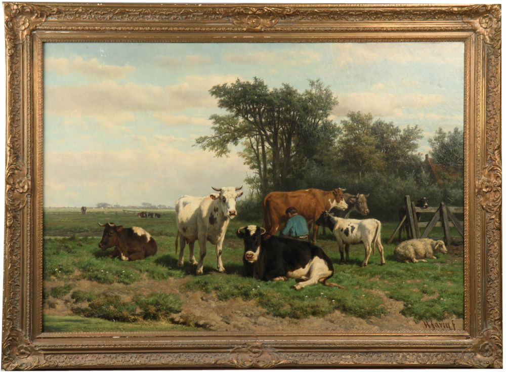 Fine Hendrick Savry Netherlands 1823 1907 Cattle Scene Antique