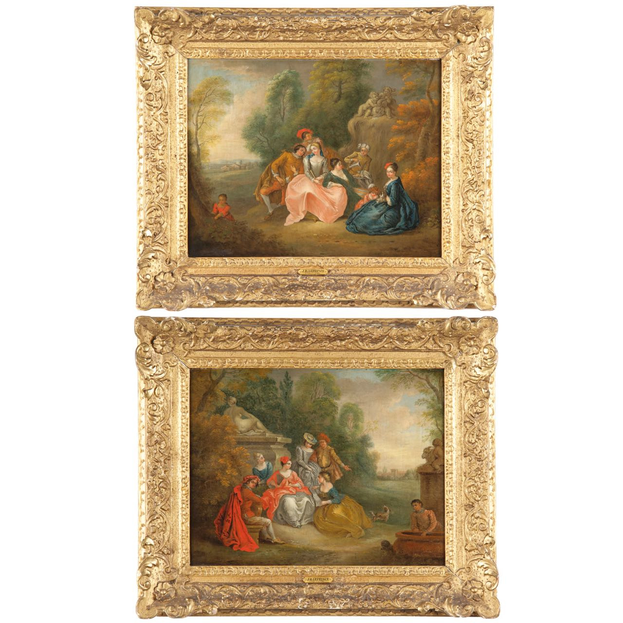 Pair Of French School 18th Century Antique Courting Scene Paintings