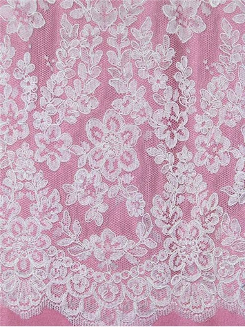 Alencon Lace ALH019C White - Bridal Fabric by the Yard