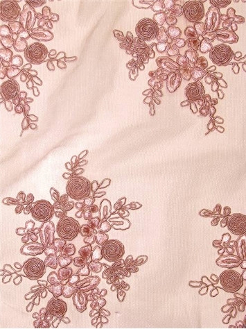 Tulle Lace TL Bellaire Blush - Bridal Fabric by the Yard