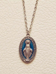 Silver Miraculous Medal (blue)