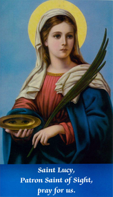 Prayer card to Saint Lucy, Patron Saint of Sight