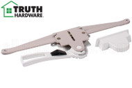 Awning Window Operator (Truth Hardware 'Lever' 10.14) (13 1/8" Single Pull) (1/2" space for Housing) (White) (Regular Hand) (Removable Cover)