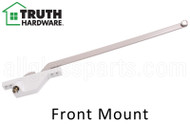 Single Arm Casement Window Operator (Truth Hardware 'Roto Gear' 23.03) (Front Mount, 13-1/2" Arm) (Left) (White) (Steel Roller)