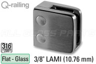 Glass Clamp for Square Railing, Flat Surfaces (w Removable Security Plate) (3/8" (10.76mm) Laminated) (Outdoor Stainless Steel)