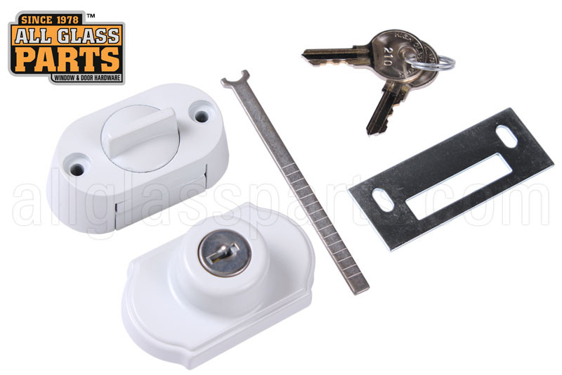 Storm Door Keyed Deadbolt White All Glass Parts