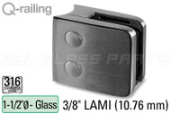 Glass Clamp for Round Profile Railing (w Removable Security Plate) (1.5'' Baluster Dia.) (3/8'' (10.76mm) Laminated) (Outdoor Stainless Steel)