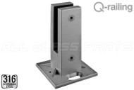 Easy Glass Base Glass Clamp (Top Mount) (Square) (Glass Pedestrian Barrier) (1/2'' - 12 mm glass)