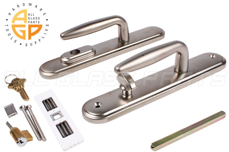 Multi Point Door Handle Brushed Nickel All Glass Parts