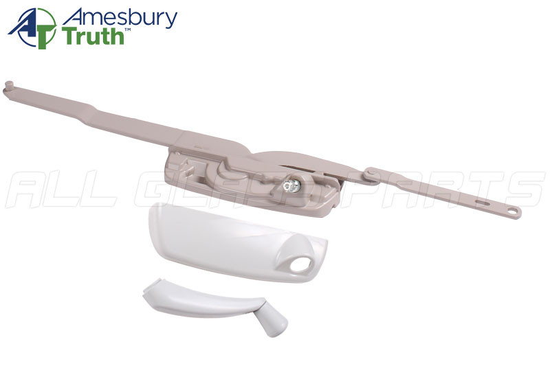 Dual Arm Casement Window Operator with Handle White Left