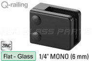 Glass Clamp for Square Profile Railing (Flat Back Style) (1/4" Glass Thickness) (Zinc) (Black)