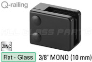 Glass Clamp for Square Profile Railing (Flat Back Style) (3/8" Glass Thickness) (Zinc) (Black)
