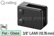 Glass Clamp for Square Profile Railing (Flat Back Style) (3/8" Glass Thickness) (10.76mm Laminated) (Zinc) (Black)