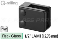 Glass Clamp for Square Profile Railing (Flat Back Style) (1/2" Glass Thickness) (12.76mm Laminated) (Zinc) (Black)
