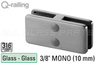 180-degree Flat Connector (Flat Back Style) (3/8" Glass Thickness) (Outdoor Stainless Steel)